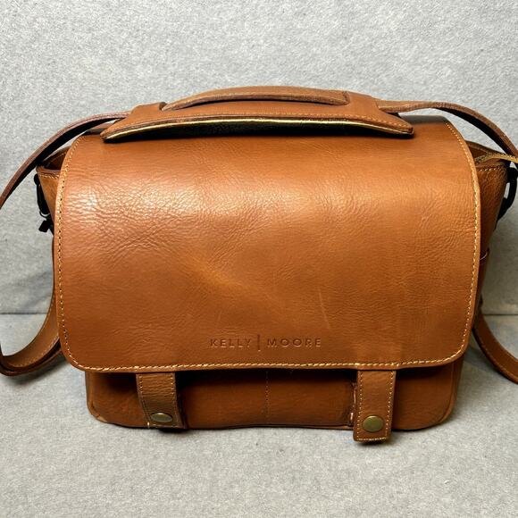 Kelly Moore NWT Brown Leather Camera Photographers Shoulder Bag - Picture 9 of 10
